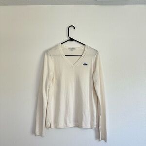Fairway & Greene Cream Long Sleeve V-Neck Sweater size medium